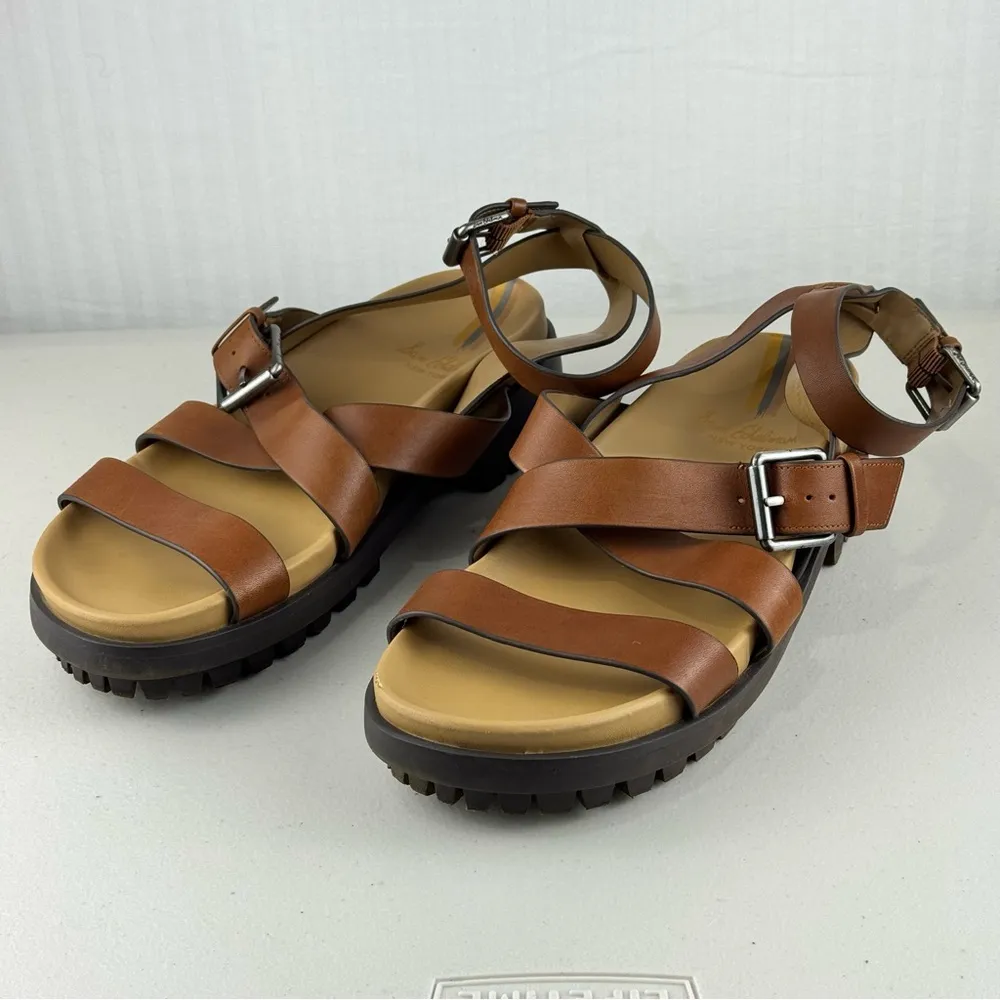 Sam Edelman Eleanora Lug Sole Dark Bourbon Brown Strappy Sandals Size 9 EUR 39 - Image 2