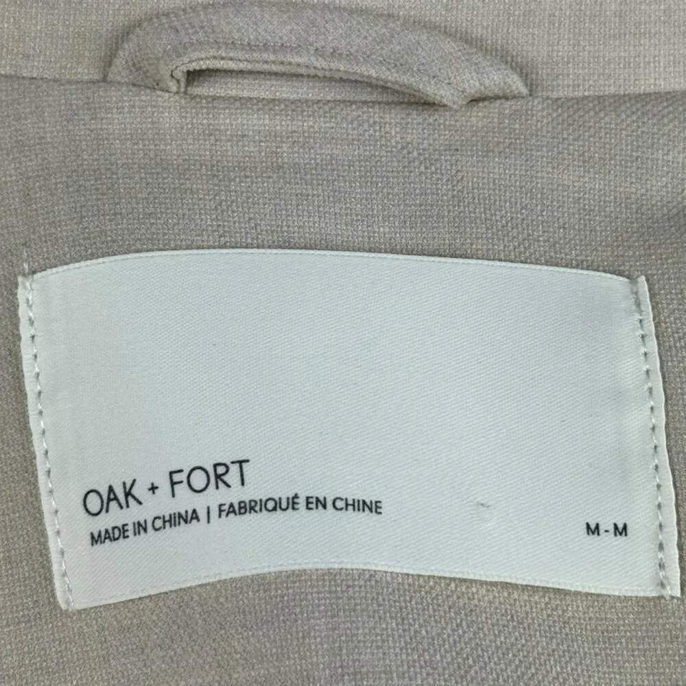 Oak + Fort Oatmeal Oversized Single Breasted One Button Blazer Flap Pocket SZ M - Image 12