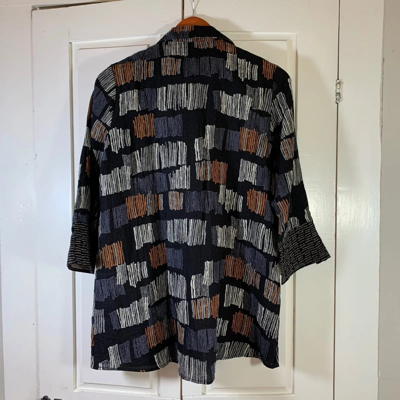 Habitat‎ Clothes to Live In XS Black Brown Abstract Print Oversized Tunic Top - Image 2