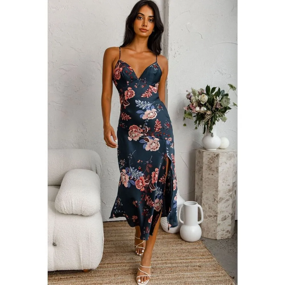 ✨SELFIE LESLIE DOWNTOWN CAMI STRAP FRONT SPLIT MIDI SZ MEDIUM DRESS✨ - Image 3