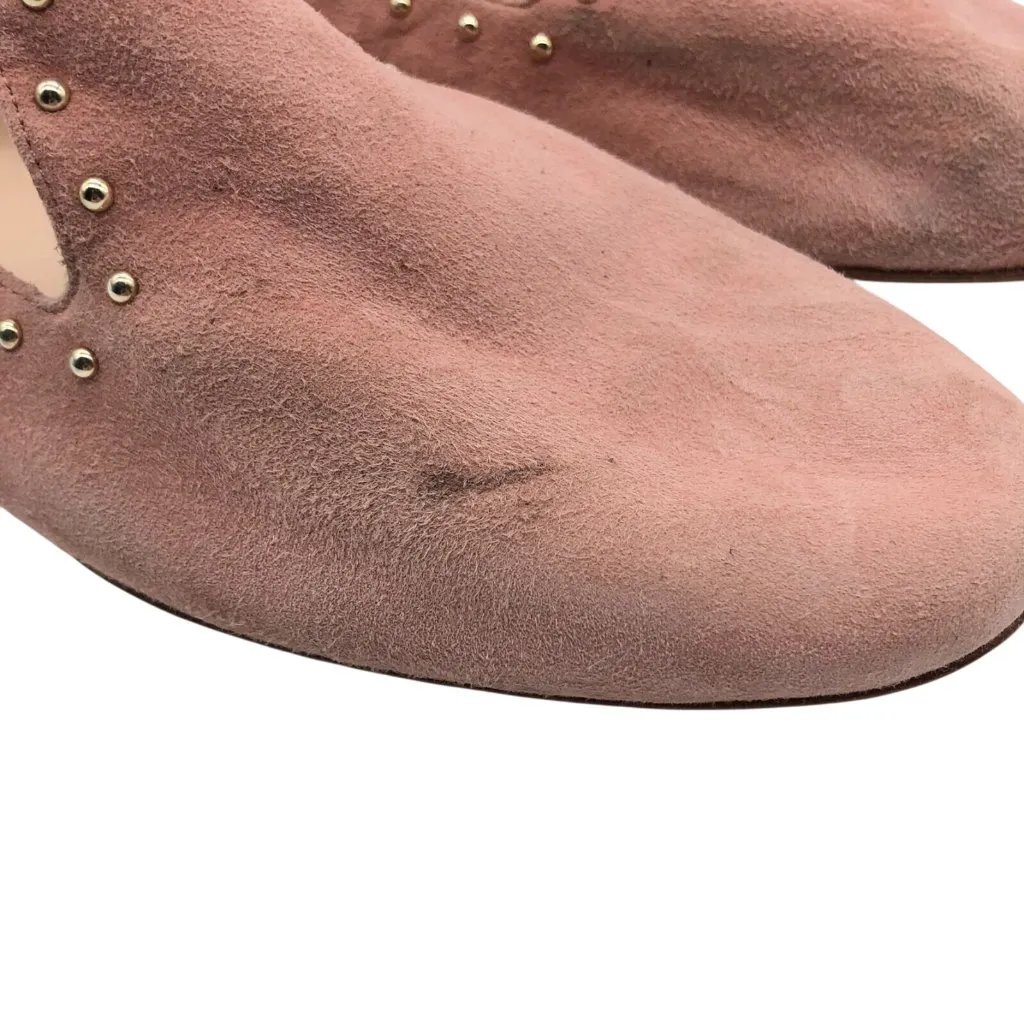 AGL Ballet Flats Loafers Suede Studded Slip On Blush Pink Almond Toe 39.5 US 9.5 - Image 2