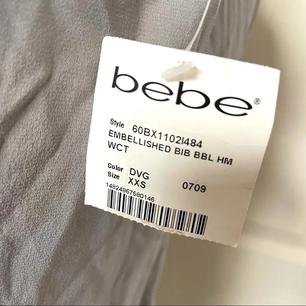 Bebe embellished grey  bib bubble tank  XXS - Image 6
