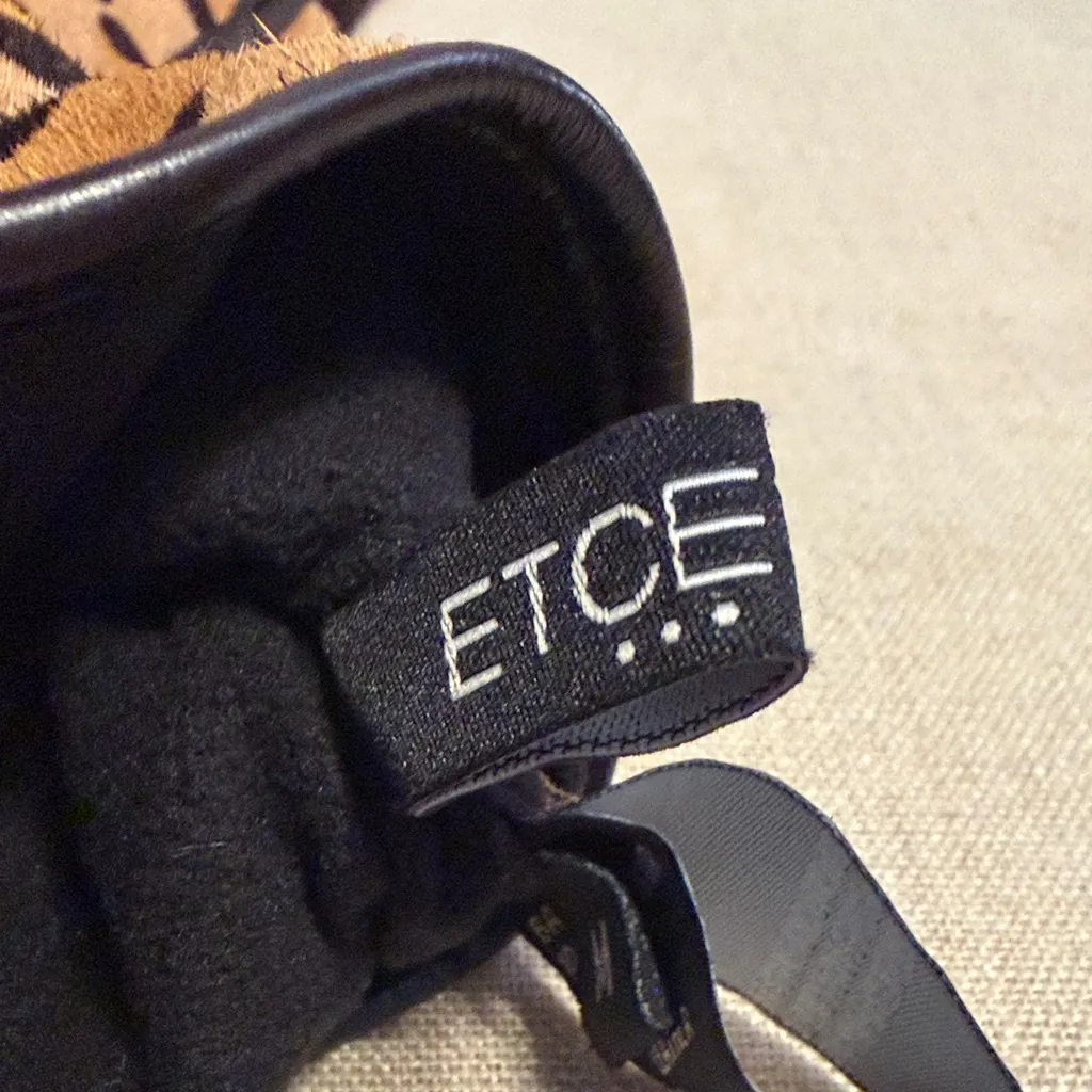 Etcetera Leopard Print Leather Women's Gloves, Size M - Image 7