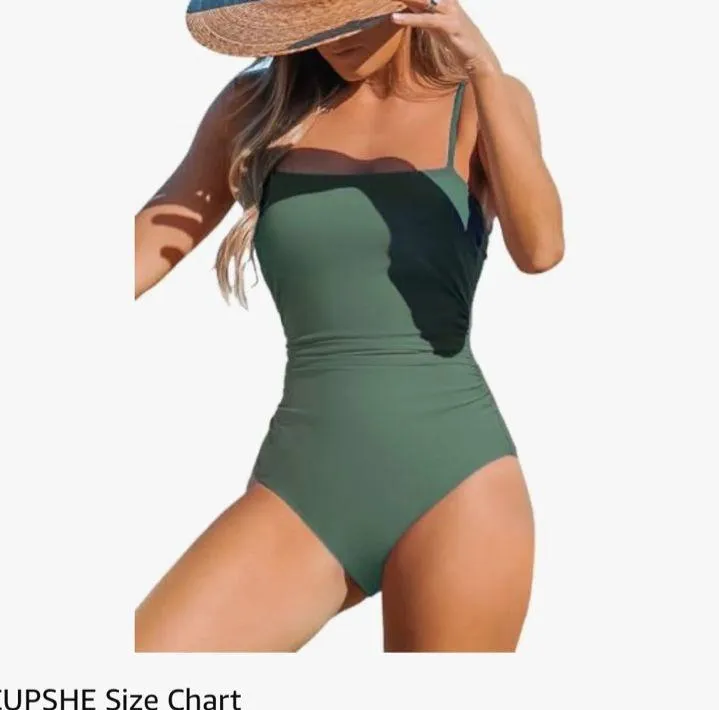 NEW Swimsuit 1 Pc Bathing Suit Square Neck Cutout Back Tummy Control M - Image 3