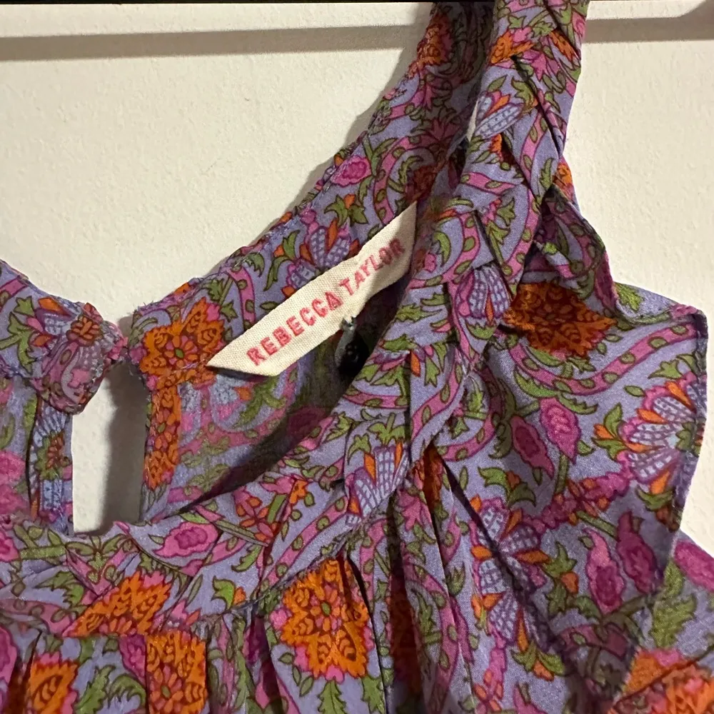 Rebecca Taylor SILK floral smocked waist summer tiered dress - Image 5