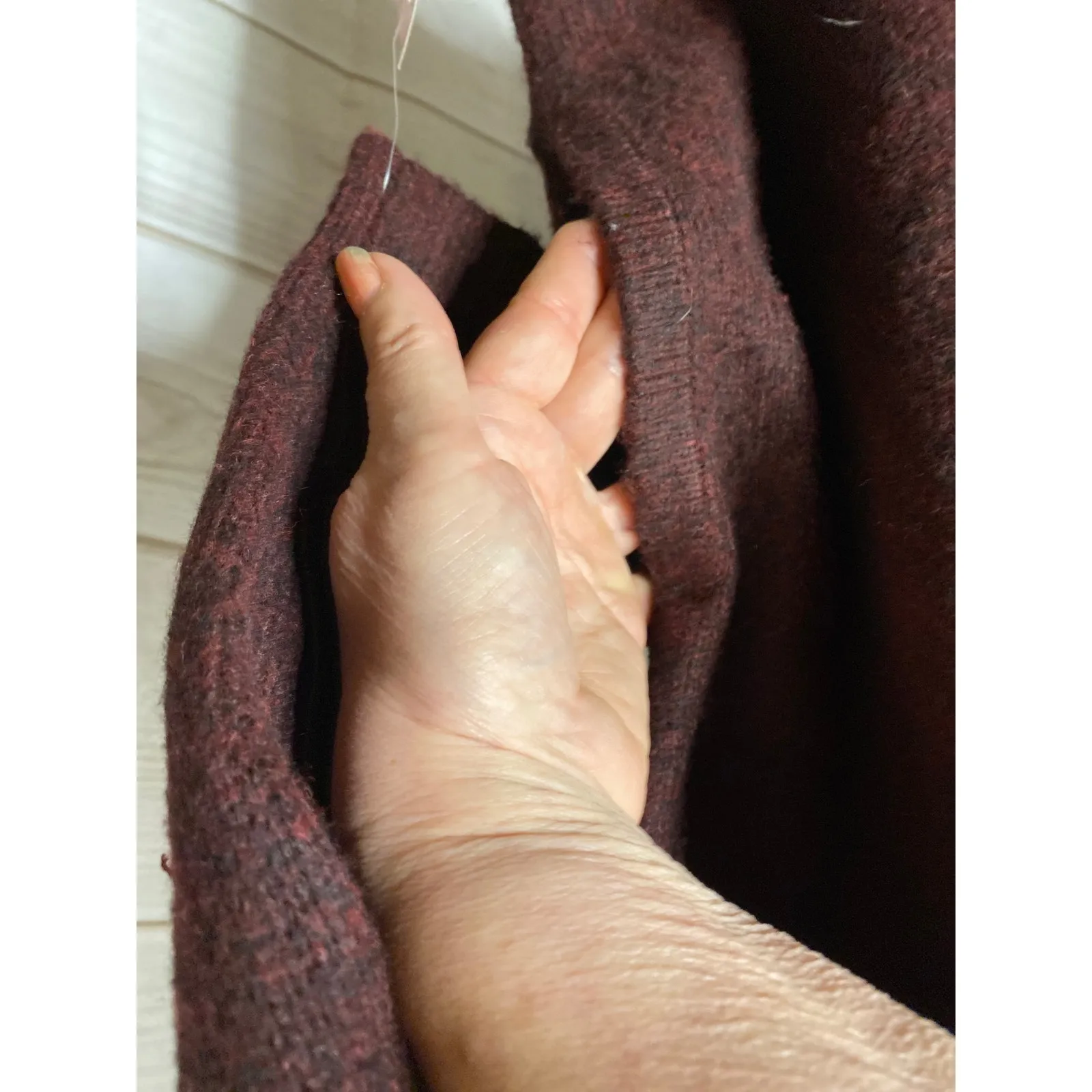 NWT State of Day Women's L Oversized Burgundy Acrylic Sweater Dress Hooded Purple Size L - Image 3