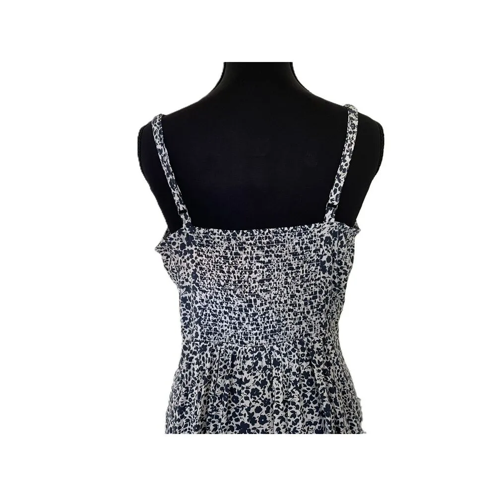 NWT GAP Size S Cami Dress V-Neck White Navy Floral Smocked Back Fit & Flare - Image 5