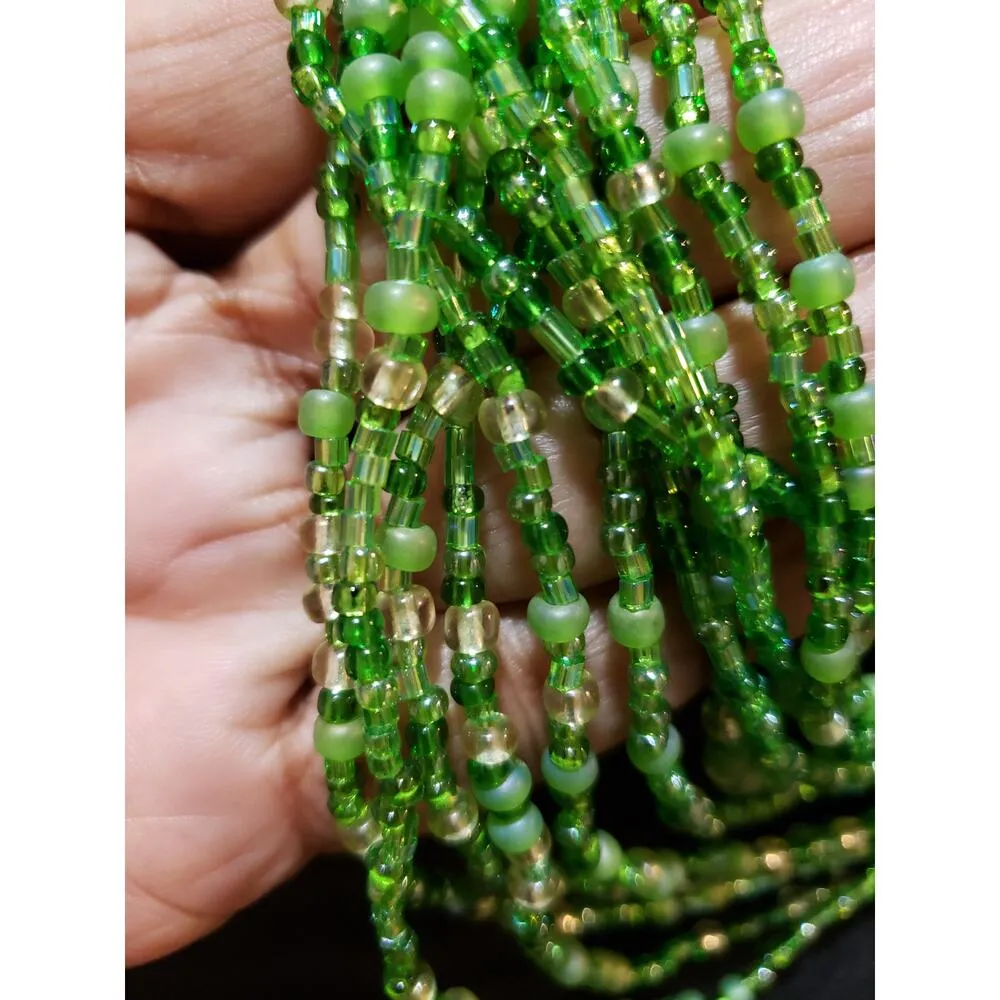 Womens Fashion Multistrand Lime Green Glass Beads Necklace Jewelry with Lobster - Image 6