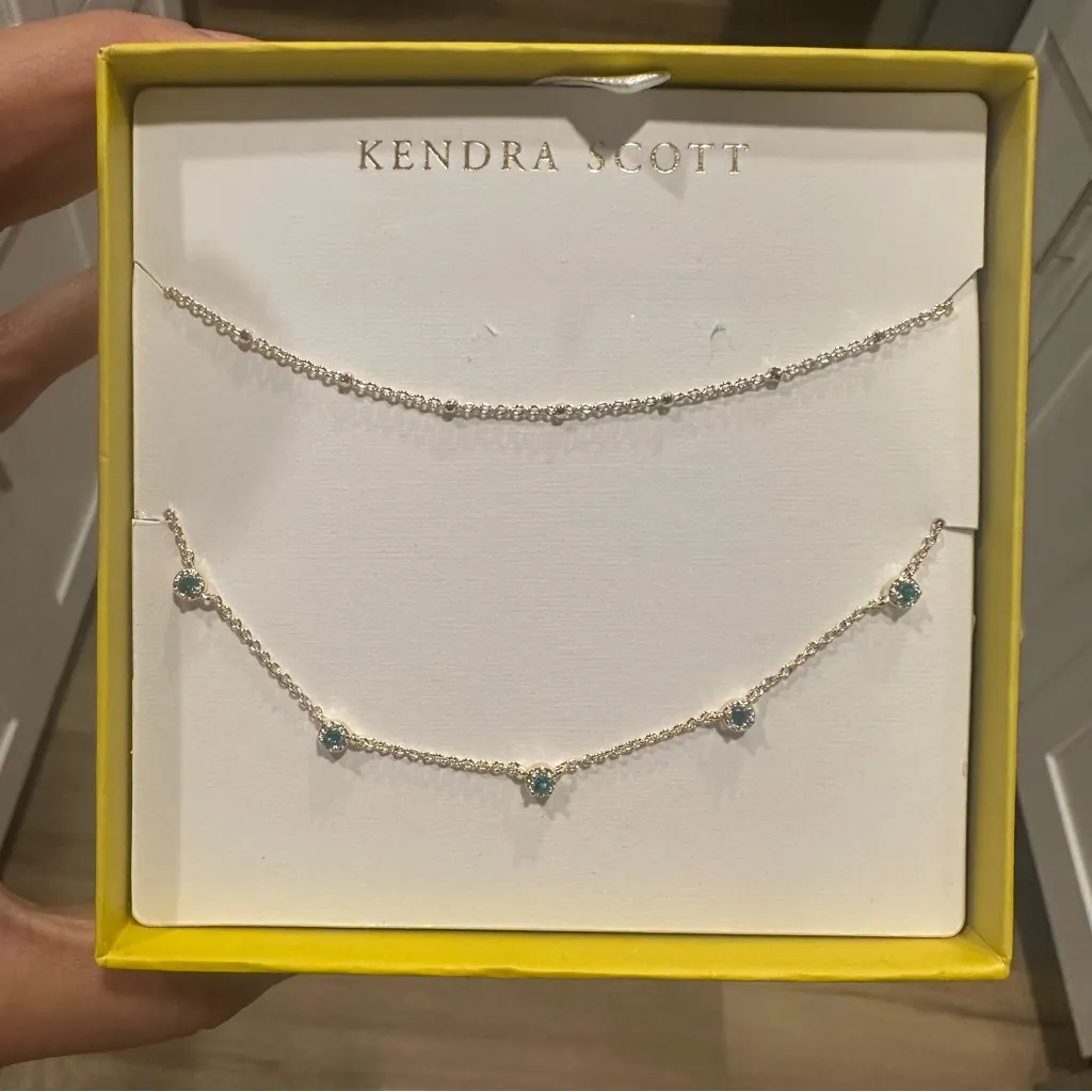 Kendra Scott Mandy Strand Necklace Gift Set 2 pc Gold/Green - Image 3