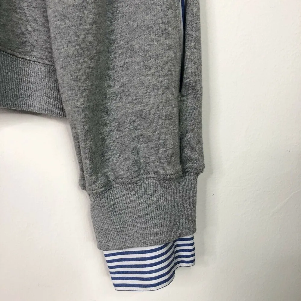 NEW Derek Lam Denim Grey Peek-A-Boo Shirting Sweatshirt Women's Large - Image 5