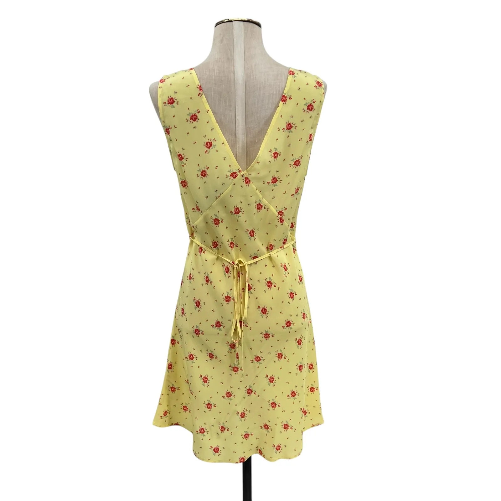 Réalisation Par Isabelli Silk Mini Dress Verona Floral Print Yellow Size Large - Image 8