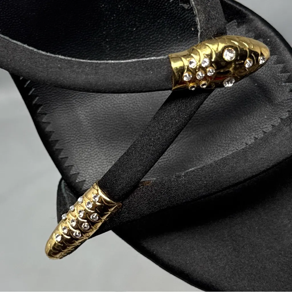 Giuseppe Zanotti Aleesha Serpent Snake Embellished Silk Satin Mule Sandal Heels - Image 9