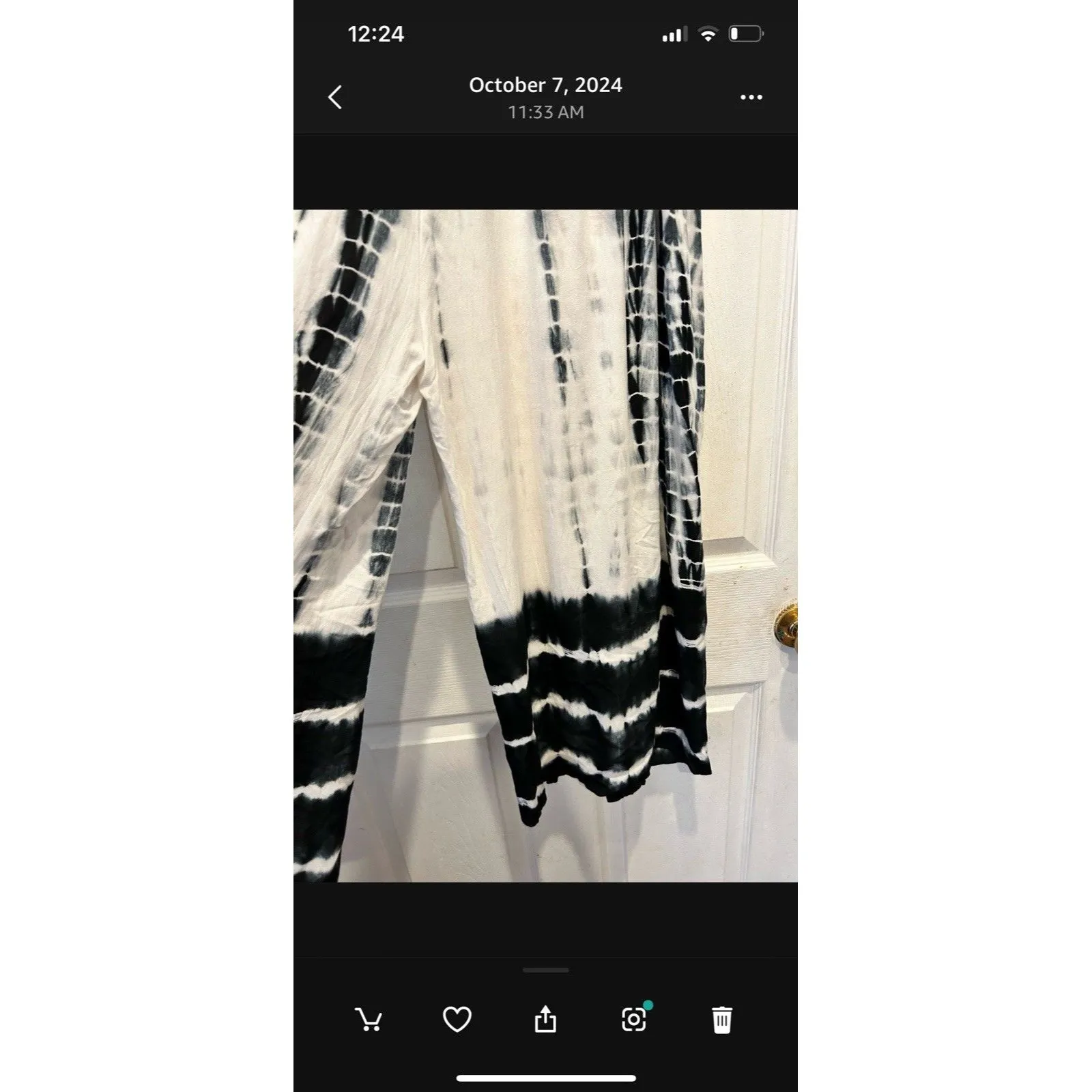 Shoreline Tulip Split Pants Flowy Tie Due Black White Womens Size Large Beachy‎ - Image 7