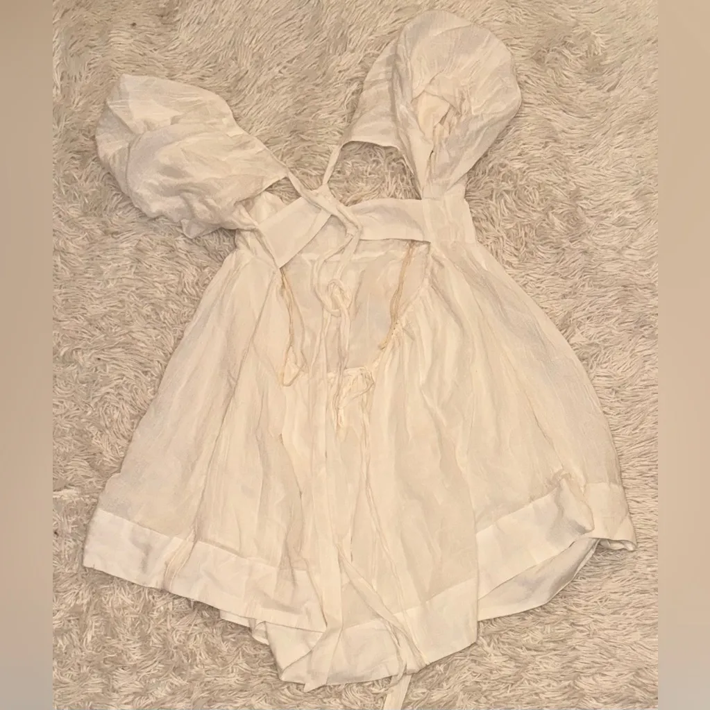 NWOT Free People Marina Puff Sleeves Low Back Mini Dress ivory white Sz M - Image 8