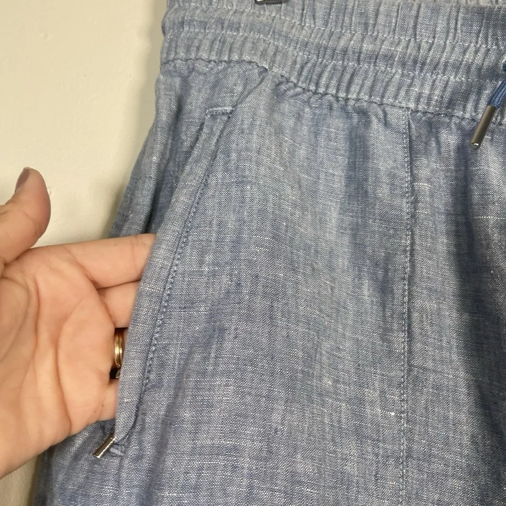 Athleta Cabo Linen Jogger Pants Chambray Blue Size 10 T Tall‎ Athleisure Sporty - Image 5