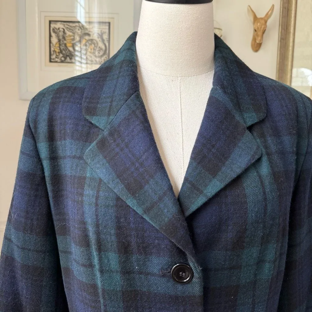 Vintage Summit Hill Wool Blackwatch Plaid Blazer 14 Blue - Image 2