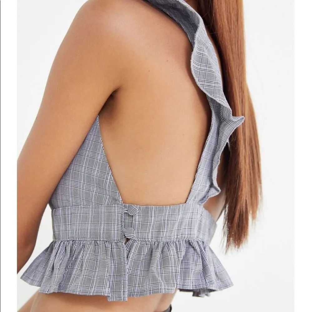 Lioness - Plaid Sleeveless Crop Top Ruffle Top S - Image 7