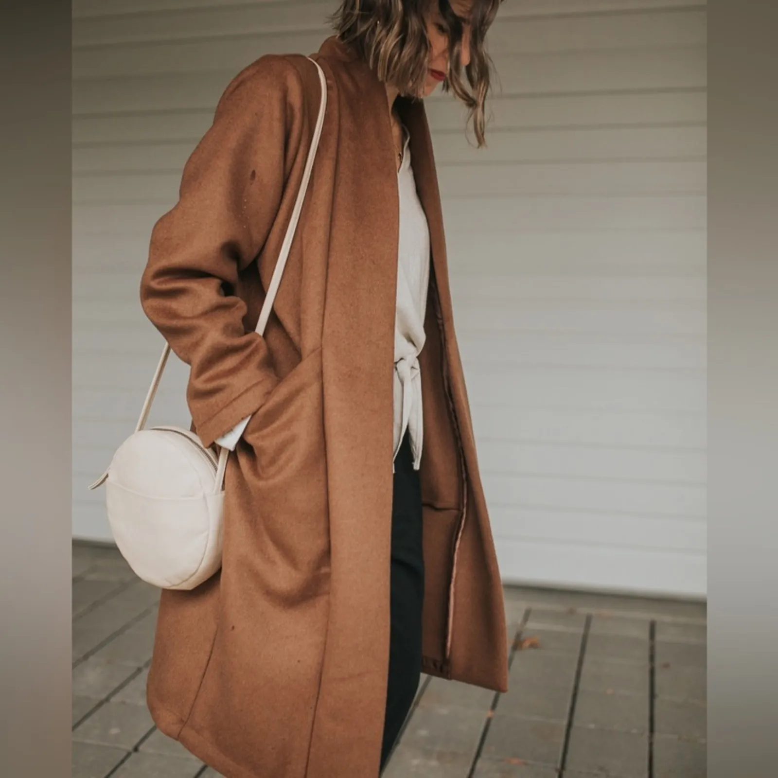 Only Child Sonora Hooded Wool Coat in Umber Brown - Image 2