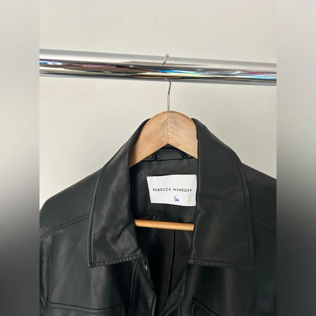 $300 Rebecca Minkoff Black Faux‎ Leather Top Size 8 - Image 6