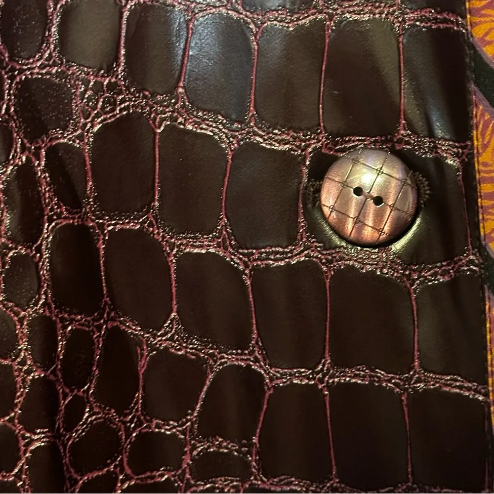 KOOS of Course! Reversible Snake Print Vinyl Jacket Size 1X A63817 Brown - Image 4