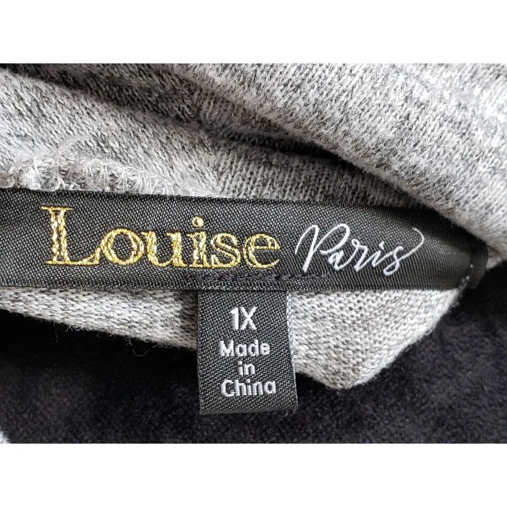 Louise Price Tunic Sweater Women's 1X Gray Knit Polyester Long Sleeve Cowl Neck - Image 4