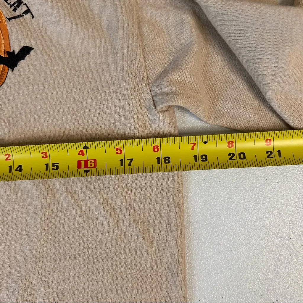 Jerzees Tan Long Sleeve Trick or Treat Tee with Pumpkin Design - Image 8