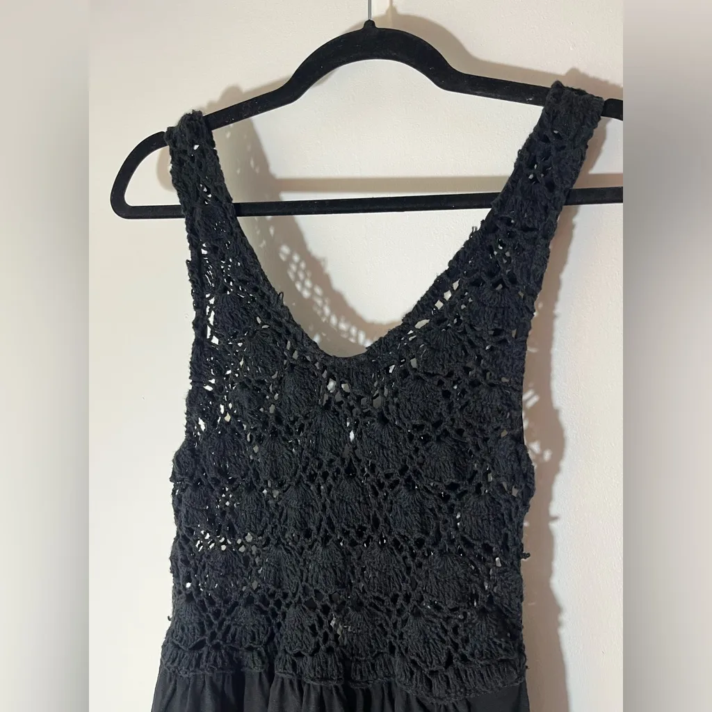 Aerie Black Crochet Maxi Dress - Image 4