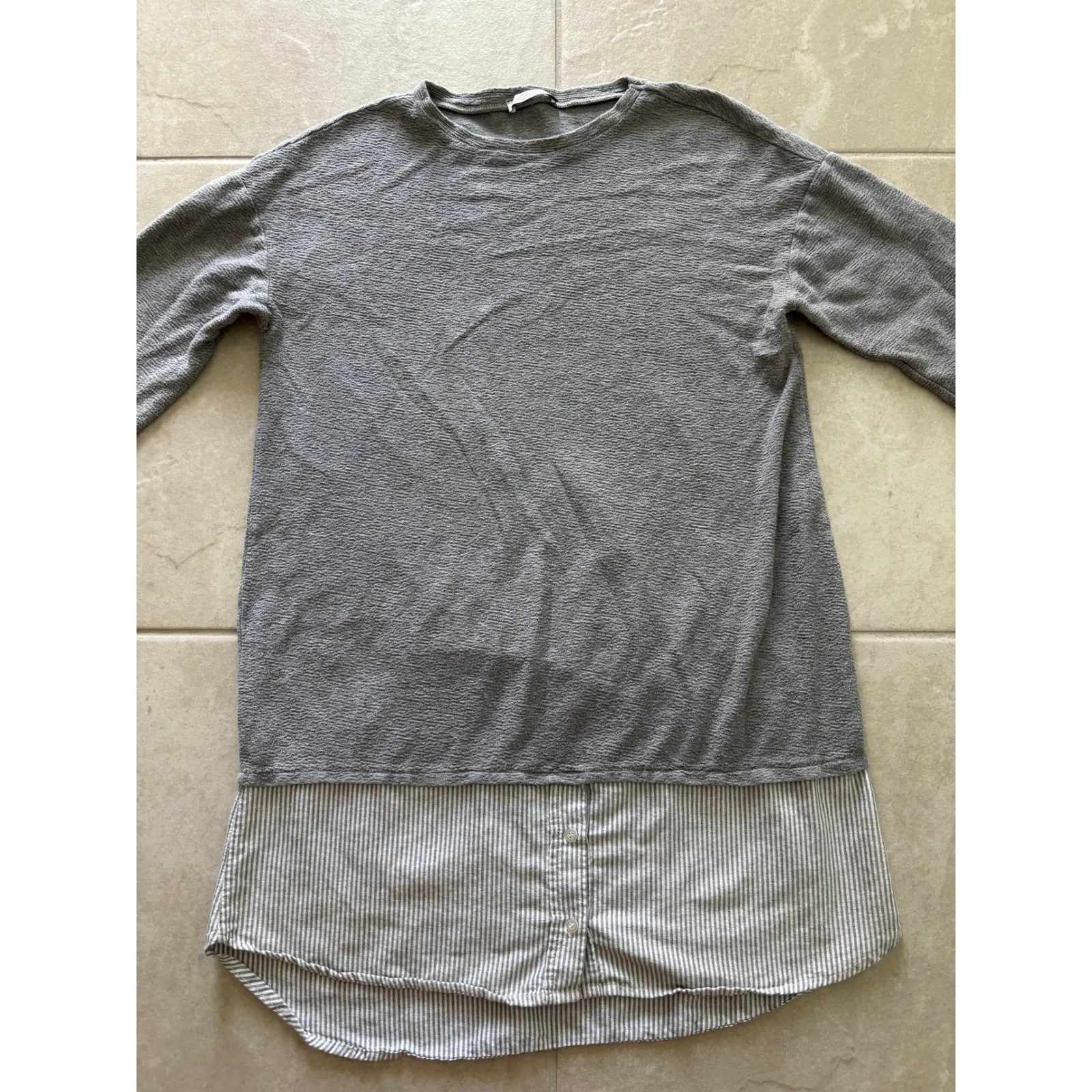 Zara Dress Womens Small‎ Gray Shirtdress Career Casual Minimalist Capsule Preppy - Image 3