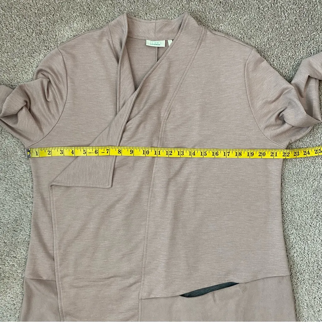 LOGO Lounge Faux Suede Hem Open Front Cardigan Taupe Beige L‎ - Image 6