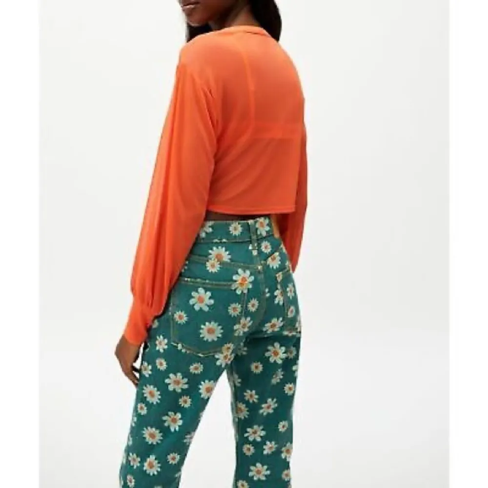 Urban Outfitters Long Sleeve Ruched Mesh Button Up Blouse - Image 11