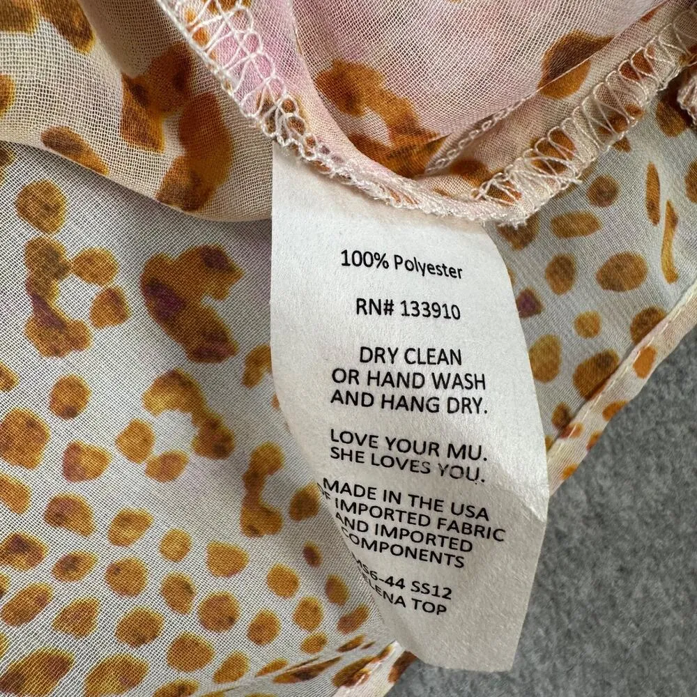 Show Me Your Mumu Animal Print Sheer High Neck Top Women's X-Small Buttons - Image 6