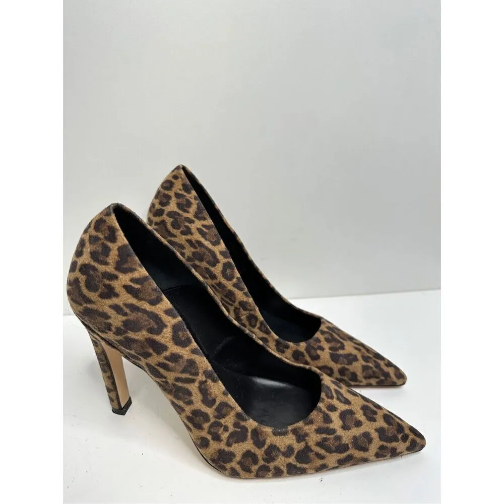 Good American Pumps Size 5.5E Leather Pointed Toe Leopard Print Slip On Heels - Image 3