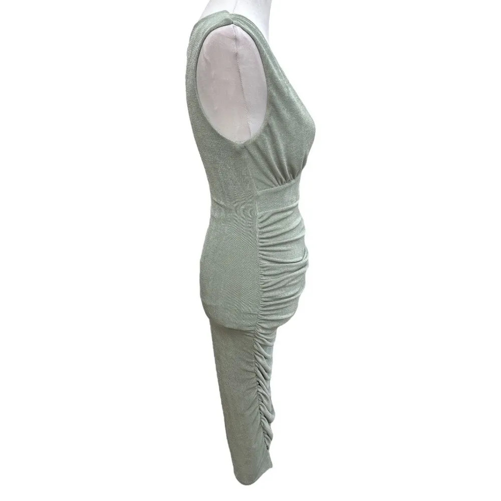 Akira Draped Bodycon Midi Dress Mint Green Size Medium - Image 2