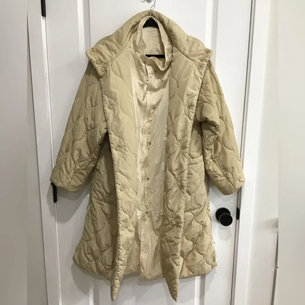 Moussy Quilted Parka Coat Long 1 Khaki Thermo Lite EcoMode Reversible Tan Size undefined - Image 3