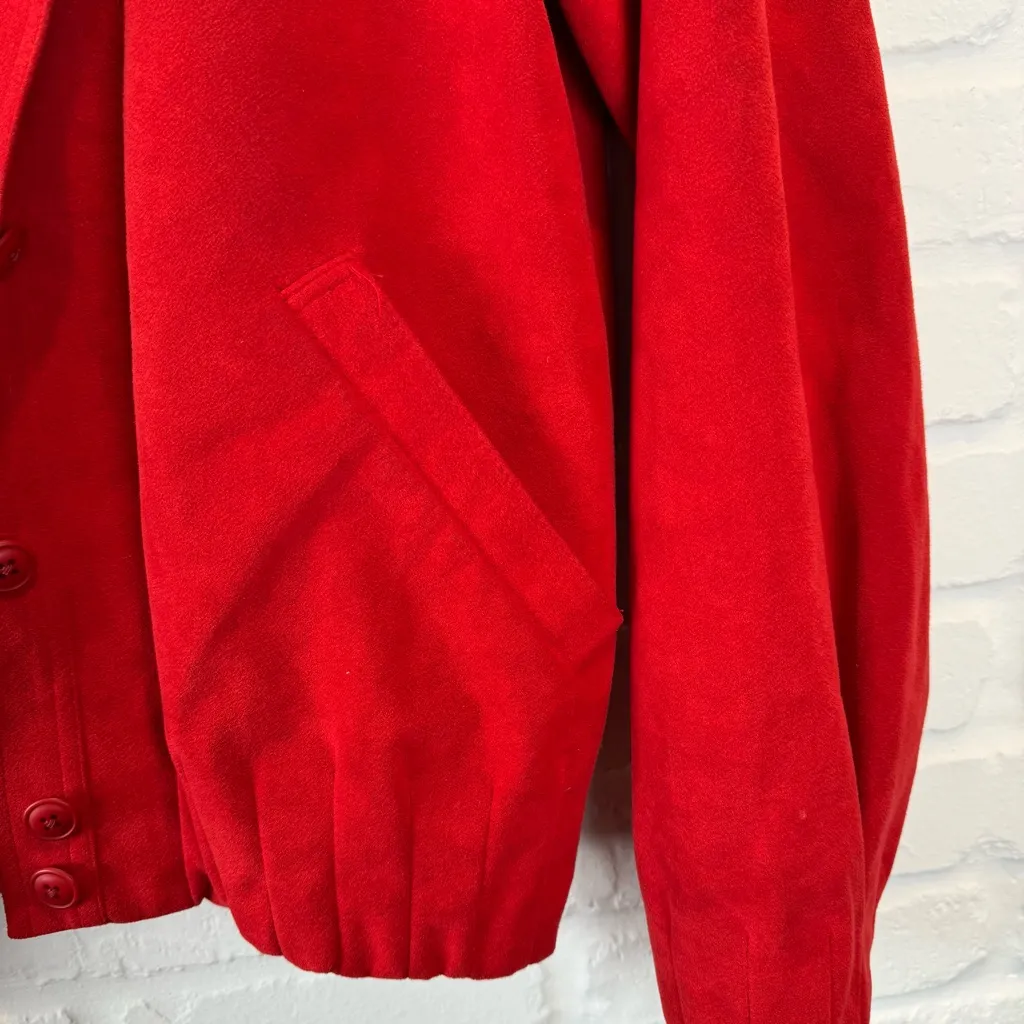 Vintage Gino Rossi for Wilson Red Ultra Suede Jacket Union Made Bomber size 8 - Image 10