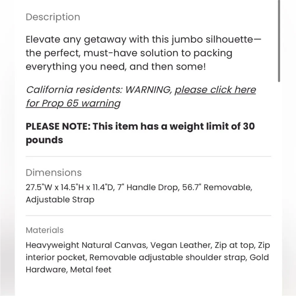 NWT STONEY CLOVER LANE OVERSIZED DUFFLE BAG IN SAND - Image 7