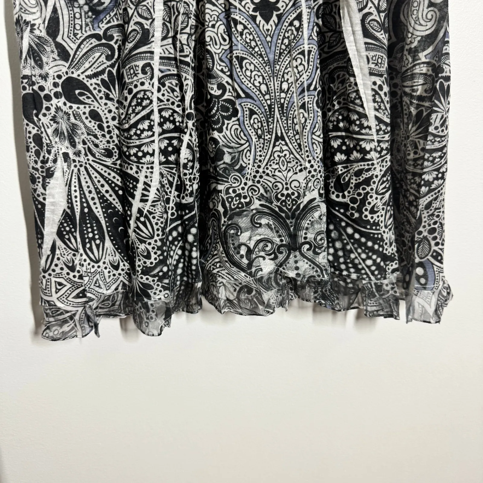 Apt 9 Top Women L Black White Y2K Bedazzled Grunge Emo Boho Sheer Cap Sleeve - Image 6