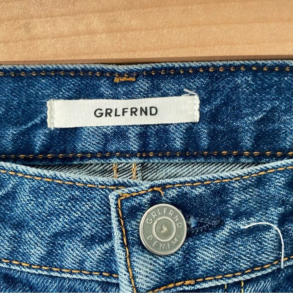Grlfrnd Helena Crop Button Fly Jeans size 28 Raw Hem - Image 7
