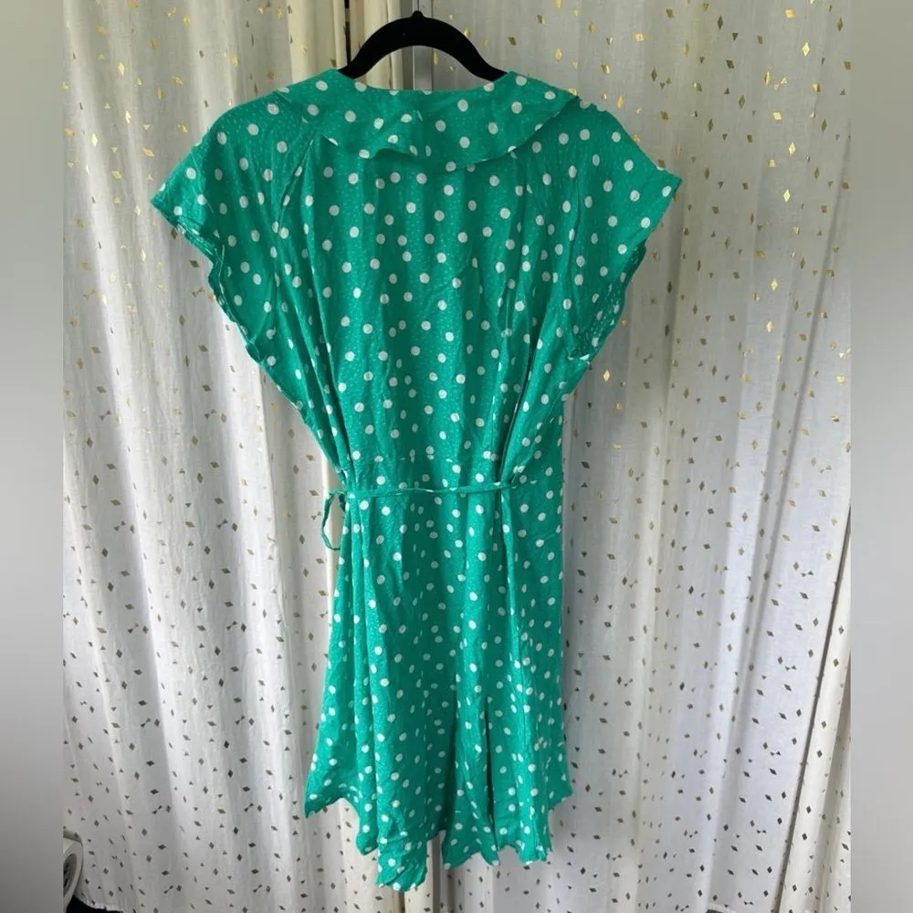Pour Moi NWT Polka Dot Frill Flounced Ruffle Trim Textured Wrap Beach Dress 12 - Image 7