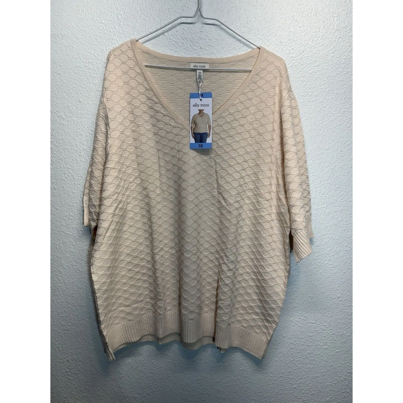 Ella Moss Women's Elbow Sleeve Shirt/Sweater Lightweight, Size-3X, Cream New - Image 6