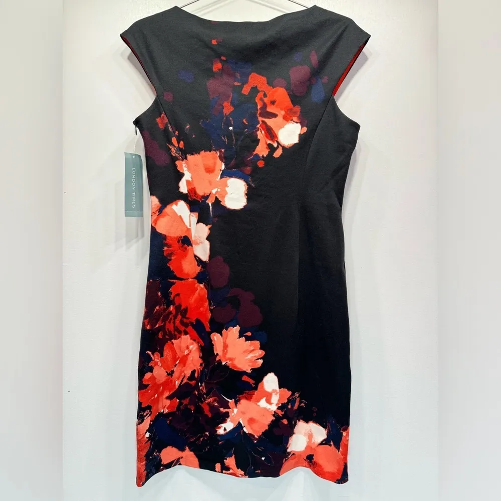 London Times ModCloth Thick Knit Floral Cap Sleeve Midi Shift Dress Size 10 NEW - Image 4