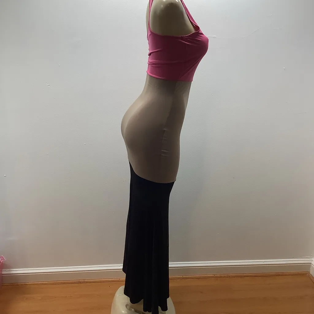 U.O. Elegant Pink, Tan, and Black Size Small Maxi Sleeveless Dress. Preloved - Image 5