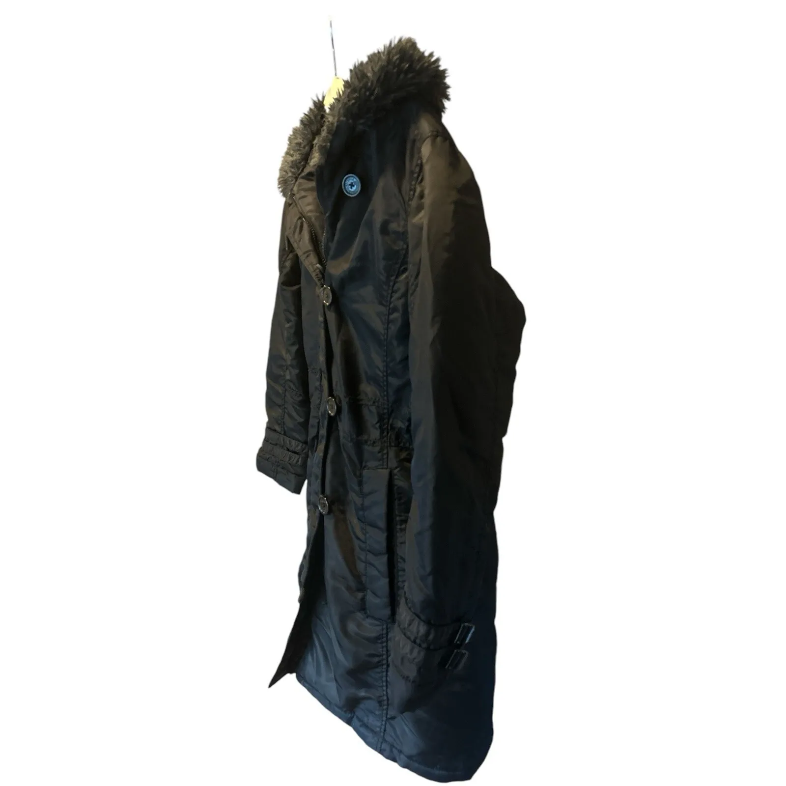 I. Spiewak & Sons Black Parka with‎ Faux Fur Trim in Black Size L Read Size L - Image 3