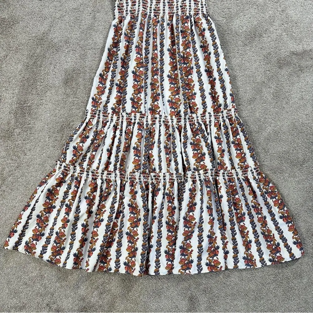 o.p.t Women’s Daphne Square Neck Smocked Maxi Dress Tiered Multicolor Floral M White Size M - Image 6