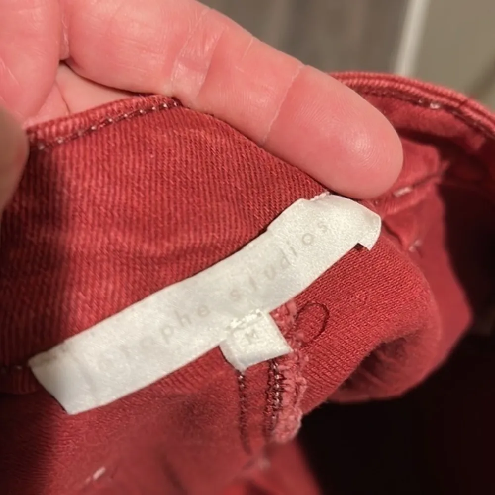 Etophe Studios Denim Cullotts in brick Red - Image 3