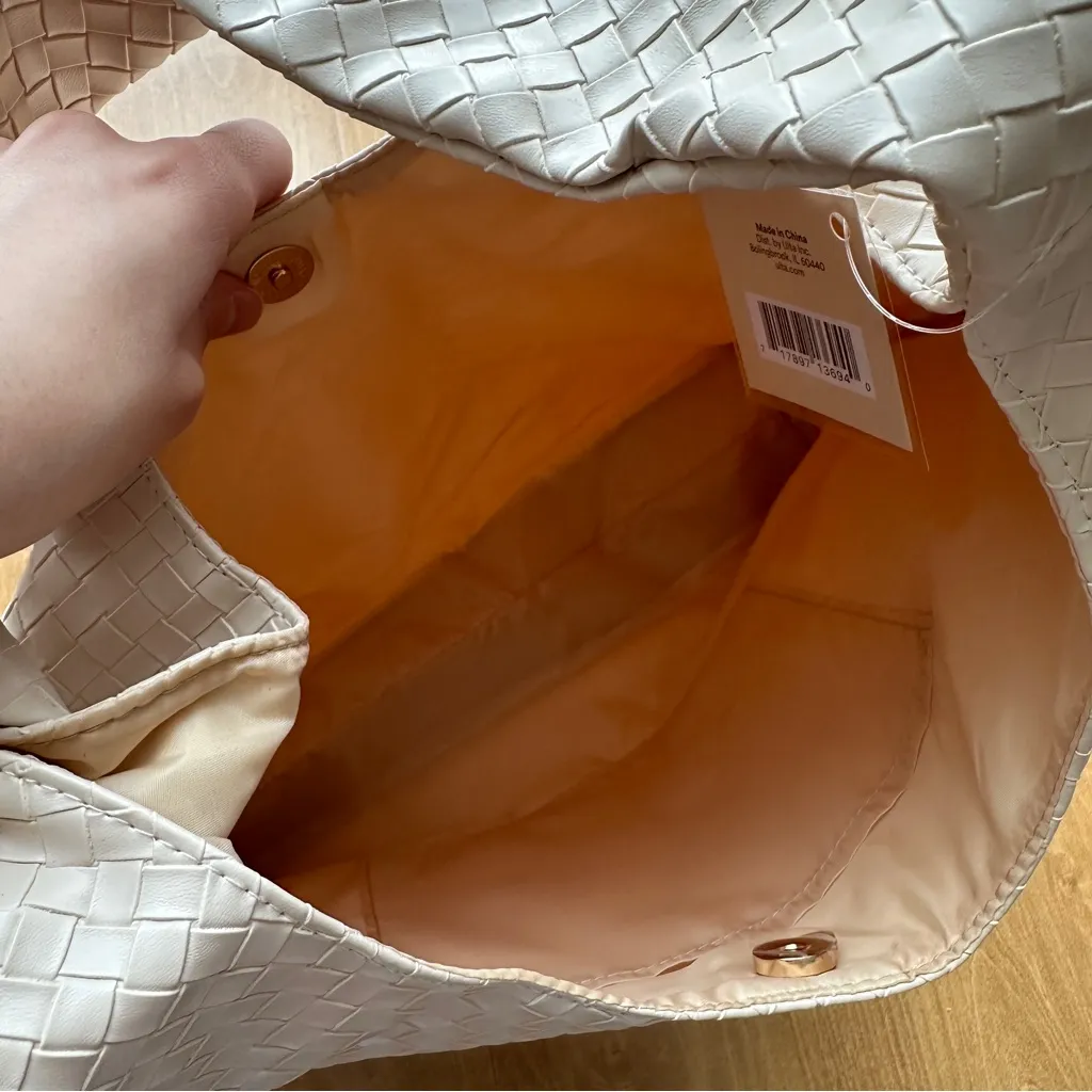 Ulta Beauty Cream Woven Faux Leather Shoulder Bag - Image 11