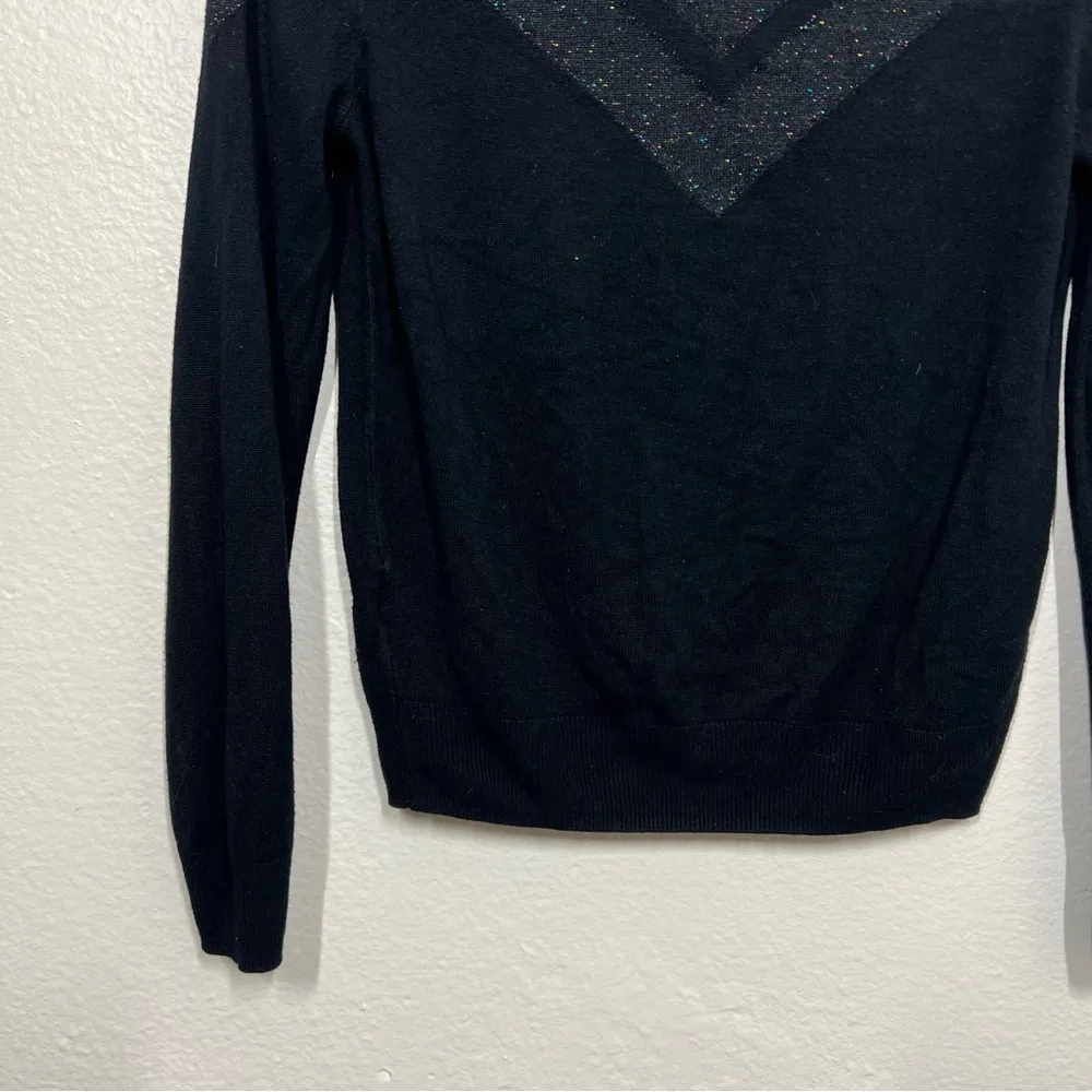 Ichi Black Metallic Weave Long Sleeve Sweater Size XS - Image 9