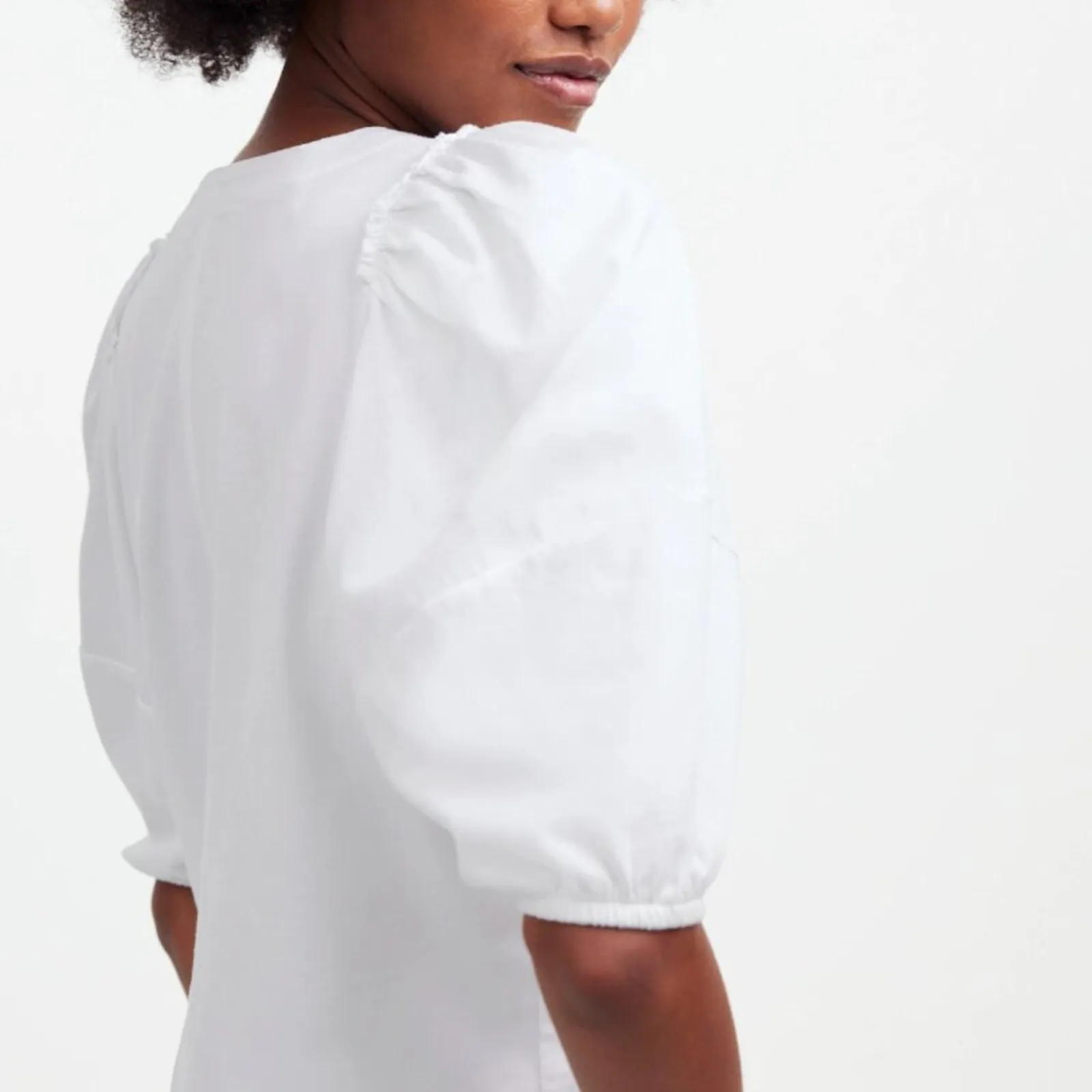 Madewell Top Womens Puff-Sleeve Tee‎ Short Basic Everyday Staple White Size S - Image 2