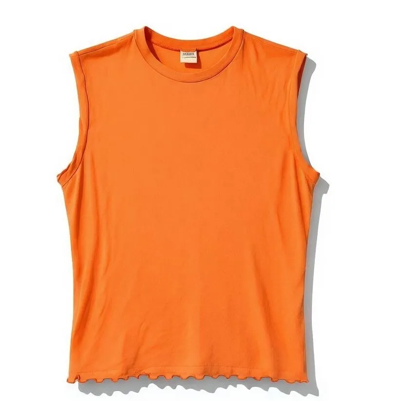 Sweet Pea Womens Sleeveless Mesh Top Large Orange Stretch Sheer Layered Clubwear - Image 2