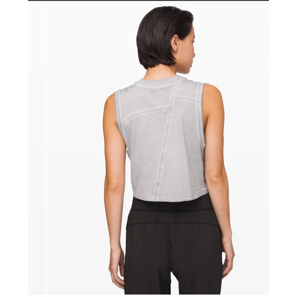 Lululemon Broken Beats Tank Washed Glacier Gray size 6 Cropped Loose Fit Muscle - Image 2